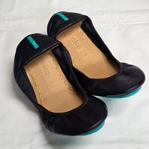 Tieks by Gavrieli Ballet Flats Women 7 Black Leather Foldable Classic Luxe